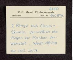 Etikett zu Ringe aus Conus-Schale (NHMW-ZOO-MO-0081100-ETH-140)